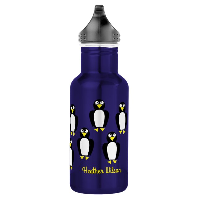 Pinguin Kinder Wasserflasche mit Name (Rechts)