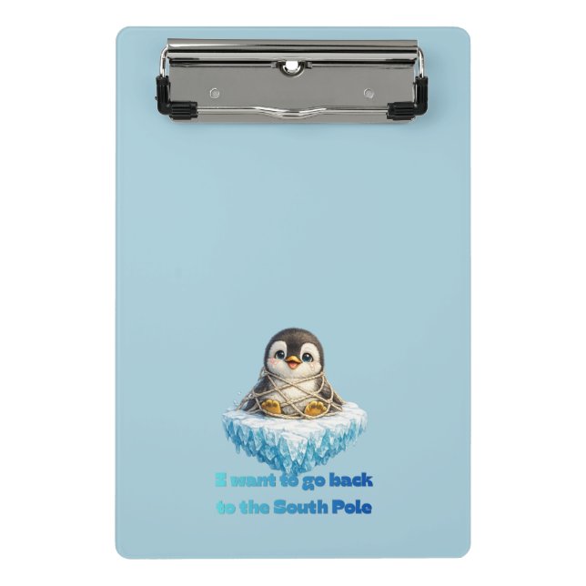 Pinguin-Klimaänderungsschutz-Design Mini Klemmbrett (Vorderseite)