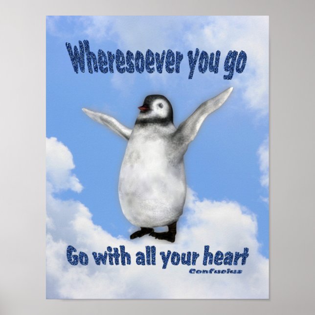 Pinguin Konfuzius Attitude Zitat Inspiration Poster (Vorne)