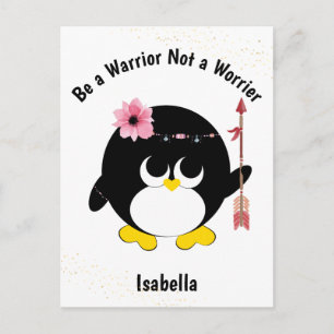 Pinguin Krieger kein Worrier Süß Personalisiert Postkarte