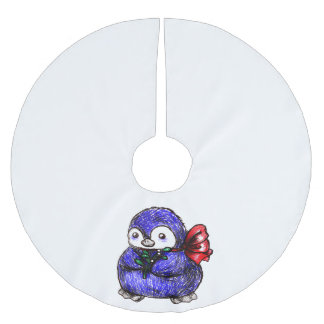 Pinguin-Küken Polyester Weihnachtsbaumdecke