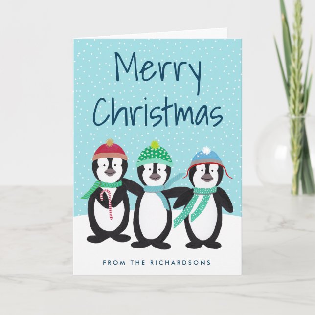 Pinguin-Kumpel-Weihnachtsgruß-Karte Feiertagskarte (Vorderseite)