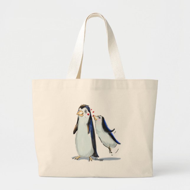 Pinguin-Kuss Jumbo Stoffbeutel (Vorne)