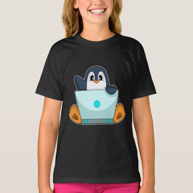 Pinguin Laptop T-Shirt (Vorderseite)