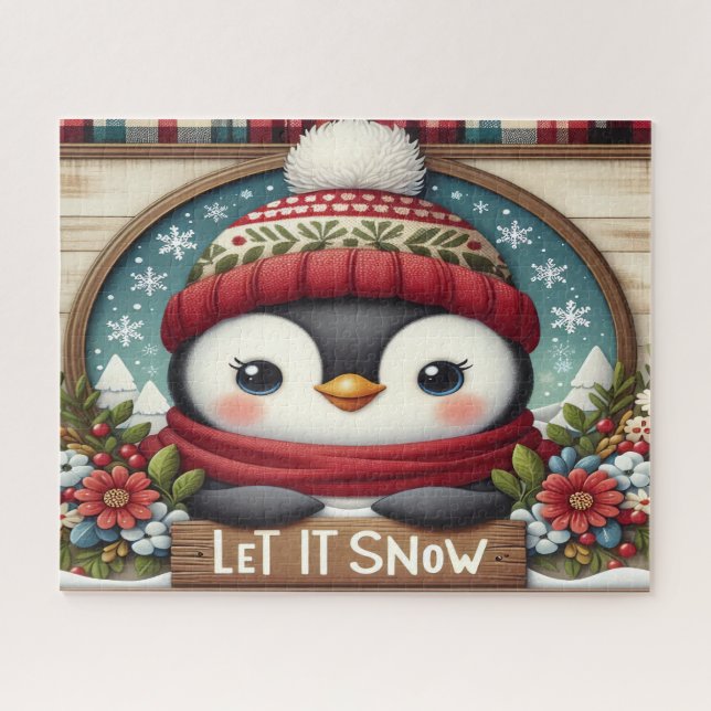 Pinguin Lass es schneien Puzzle (Horizontal)