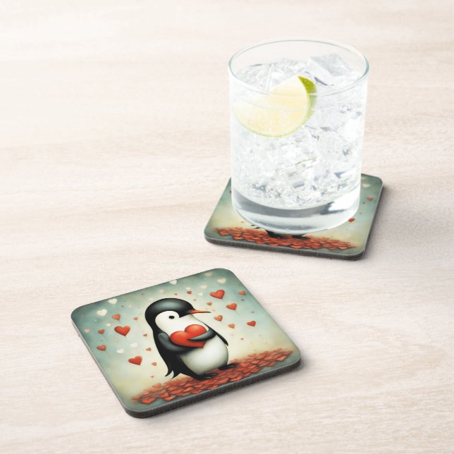 Pinguin Liebe 1 Getränkeuntersetzer (Rechte Seite)