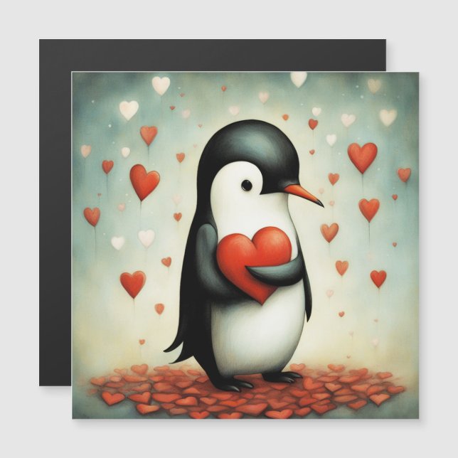 Pinguin Liebe 1 Magnetkarte (Vorne/Hinten)
