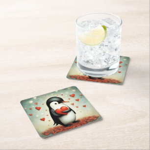 Pinguin Liebe 1 Rechteckiger Pappuntersetzer
