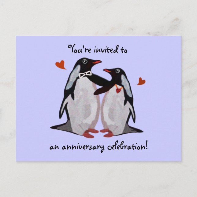Pinguin Liebe 25. Geburtstag Postkarten (Vorderseite)