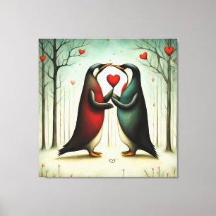 Pinguin Liebe 2 Leinwanddruck