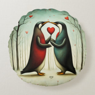 Pinguin Liebe 2 Rundes Kissen