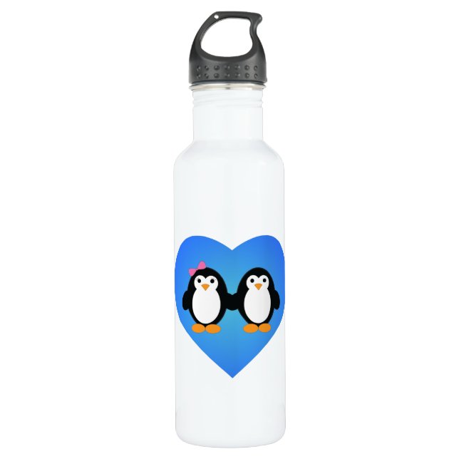 Pinguin-Liebe Edelstahlflasche (Vorderseite)