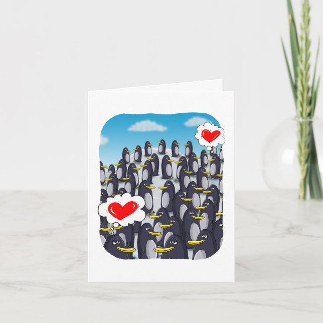 Pinguin-Liebe für Valentine-Launenkarte Karte (Vorderseite)