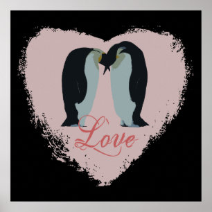 Pinguin Liebe Heart Poster