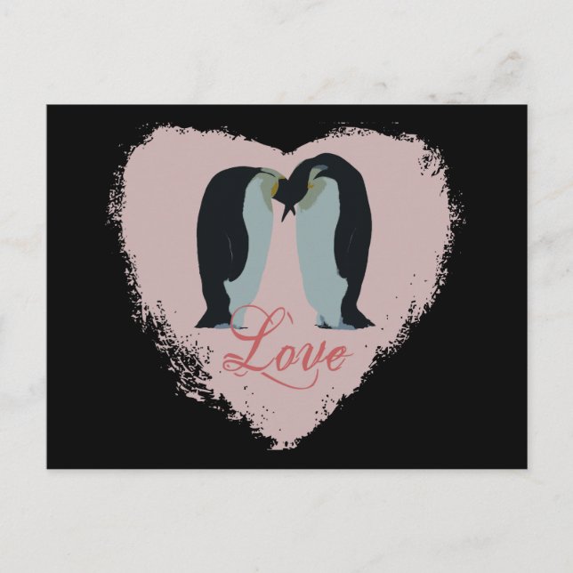 Pinguin Liebe Herz Postkarte (Vorderseite)