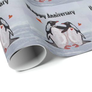 Pinguin-Liebe-Jahrestag Geschenkpapier