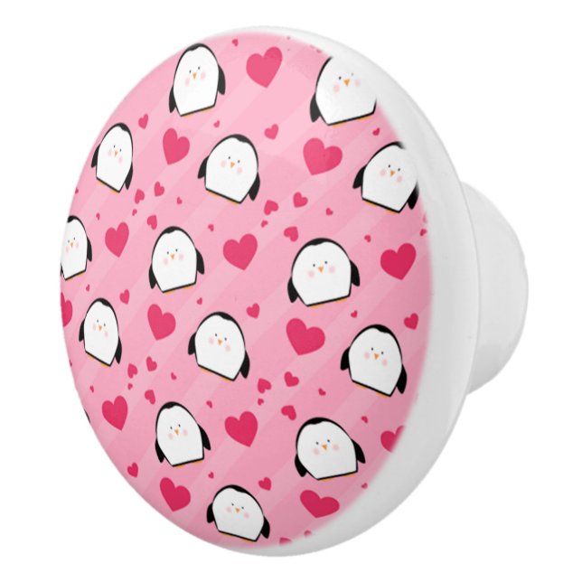 Pinguin-Liebe Keramikknauf (Rechts)