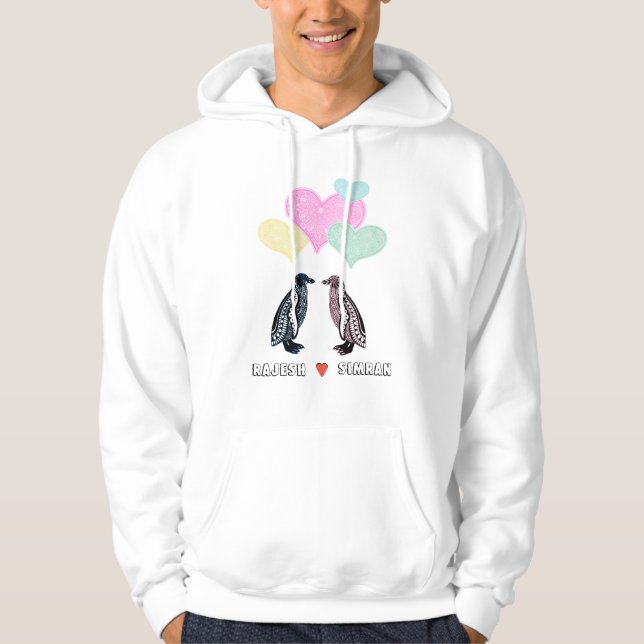 Pinguin Liebe Personalisiert Hoodie (Vorderseite)