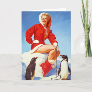 Pinguin-Liebe Pin-Up-Grußkarte Feiertagskarte