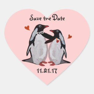 Pinguin-Liebe Save the Date Stickers