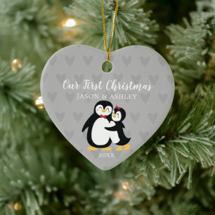 Pinguin Liebe Unsere ersten Weihnachten Keramik Ornament