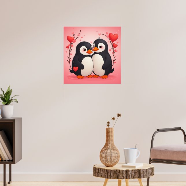 Pinguin-Liebe Valentinstag Poster (Wohnzimmer 3)