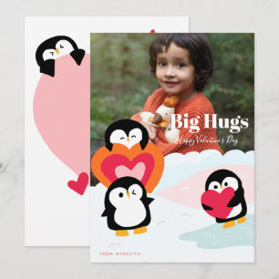 Pinguin-Liebesumarmungen-Kinder-Foto-Grußkarte Feiertagskarte