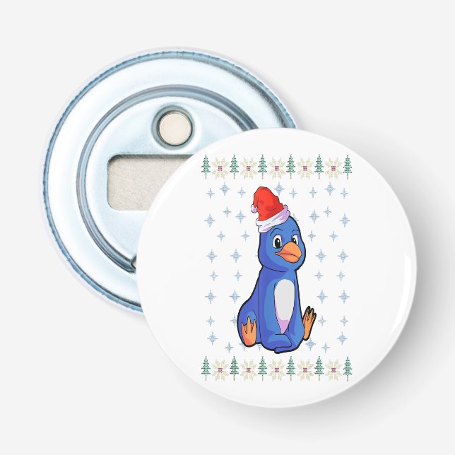 Pinguin Lover Button Flaschenöffner mit Magnet (Vorderseite)