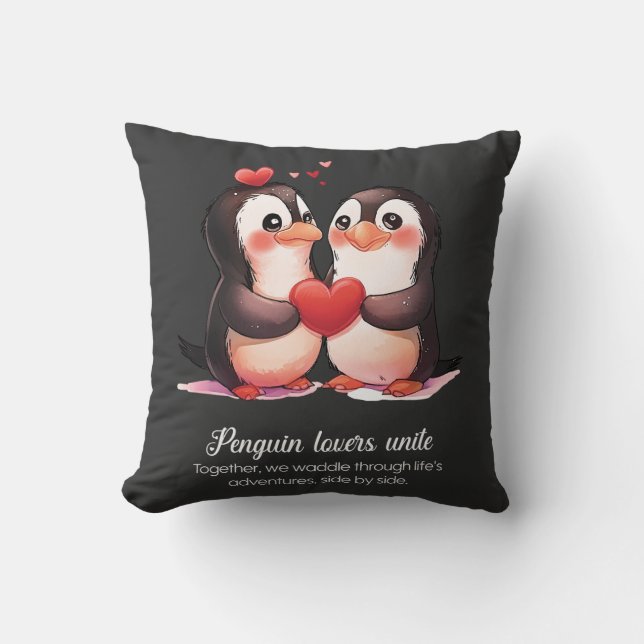 Pinguin Lovers - Valentinstag Special Kissen (Vorderseite)