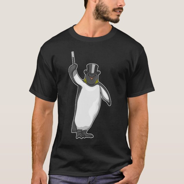 Pinguin Magician Magician Zauberwand T-Shirt (Vorderseite)