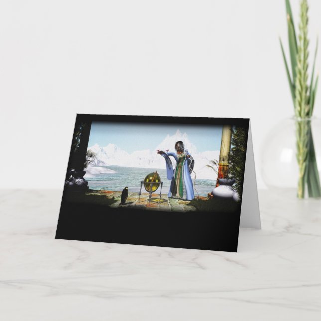 Pinguin-Magie und die Winter-Hexe Karte (Vorderseite)