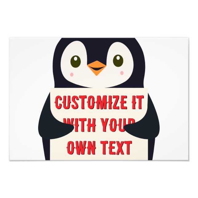 Pinguin-Maskottchen mit einem Schild für benutzerd (Vorne)