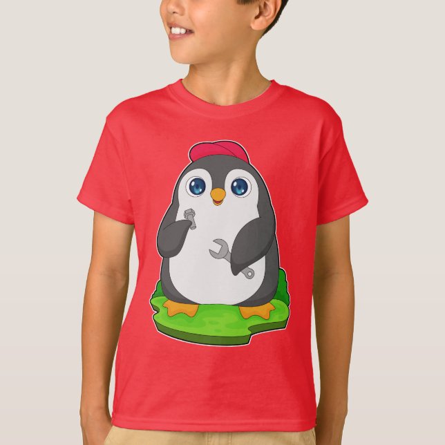 Pinguin Mechanic Wrench T-Shirt (Vorderseite)