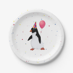 Pinguin mit Ballon Geburtstagsparty Paper Teller