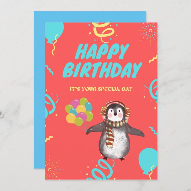 Pinguin mit Ballons (Vorne/Hinten)