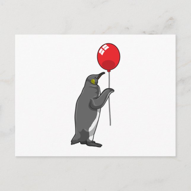 Pinguin mit Balloon Postkarte (Vorderseite)