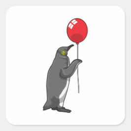Pinguin mit Balloon Quadratischer Aufkleber