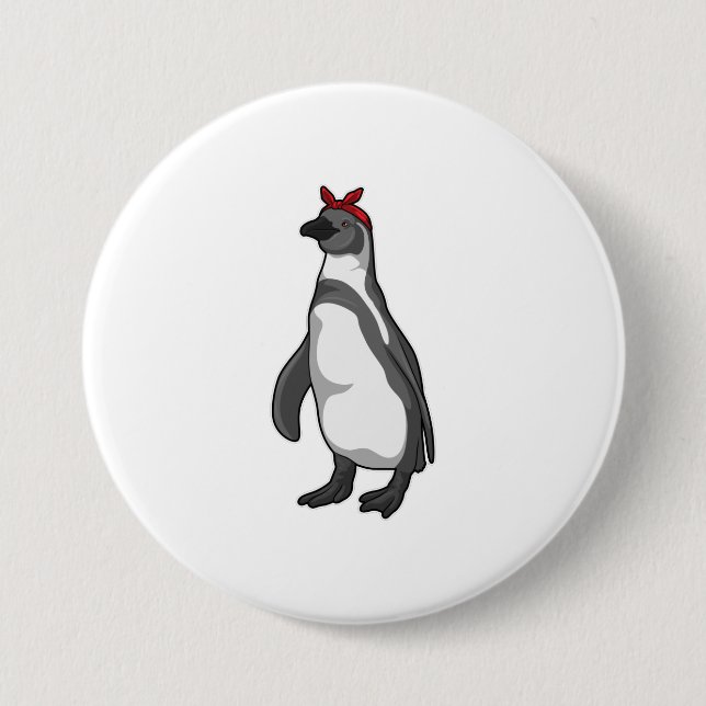 Pinguin mit Bandana Button (Vorderseite)