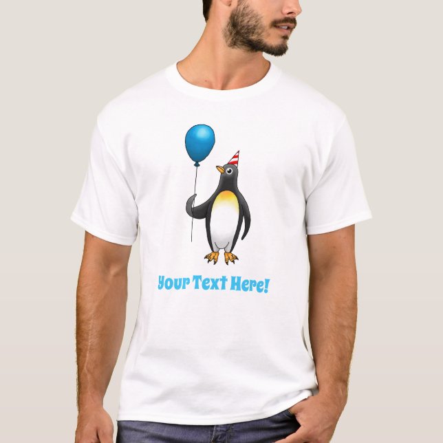 Pinguin mit blauem Ballon T-Shirt (Vorderseite)