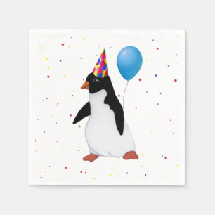 Pinguin mit blauem Ballonpapier Napkin Serviette