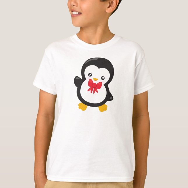 Pinguin mit Bow-Krawatte, Niedlicher Pinguin, Klei T-Shirt (Vorderseite)