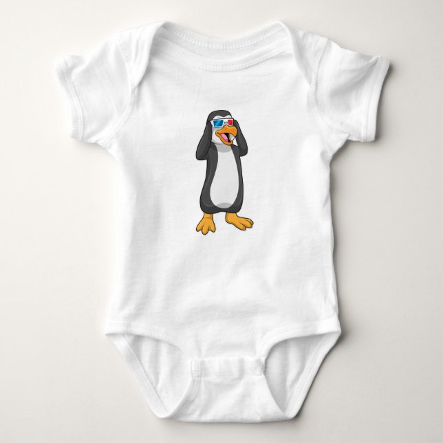 Pinguin mit Brille Baby Strampler (Vorderseite)