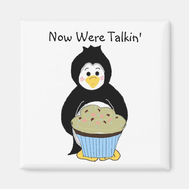 Pinguin mit Cupcake Magnet (Vorne)