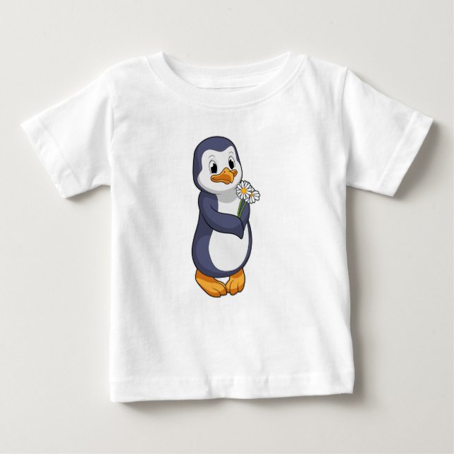 Pinguin mit Daisy Baby T-shirt (Vorderseite)