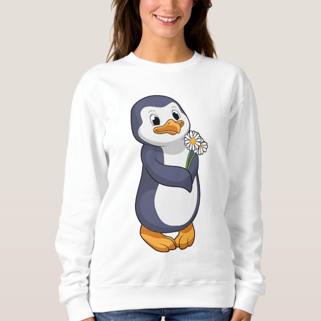 Pinguin mit Daisy Sweatshirt (Vorderseite)