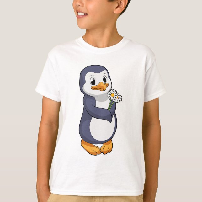 Pinguin mit Daisy T-Shirt (Vorderseite)