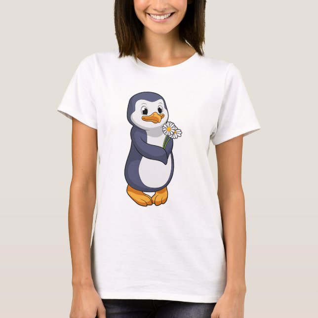 Pinguin mit Daisy T-Shirt (Vorderseite)