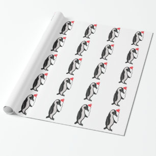 Pinguin mit dem Musterpapier "Herzballon" Geschenkpapier