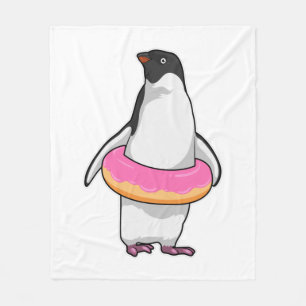 Pinguin mit Donut Fleecedecke