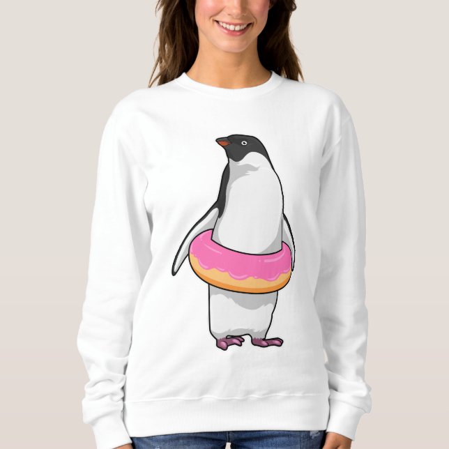 Pinguin mit Donut Sweatshirt (Vorderseite)